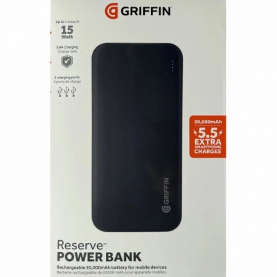 УМБ Griffin PowerBank 20000mAh Black — Швидка зарядка до трьох гаджетів